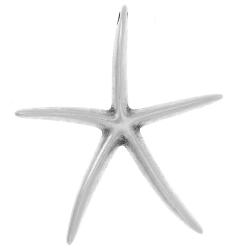 Pendentif étoile de mer 51x46 mm - Placage Argent fin vieilli x1