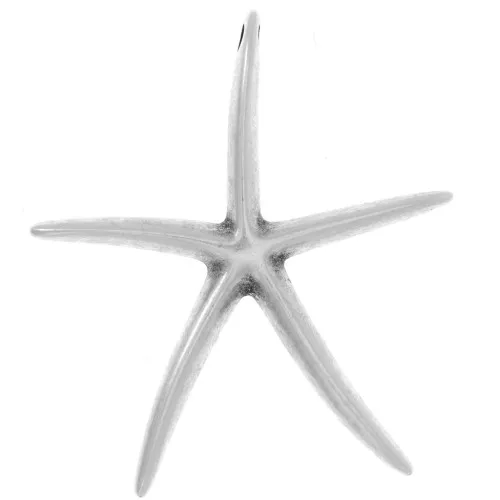 Pendentif étoile de mer 51x46 mm - Placage Argent fin vieilli x1