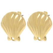 Clous d'oreilles coquillage 22 mm - Doré à l'or fin x2