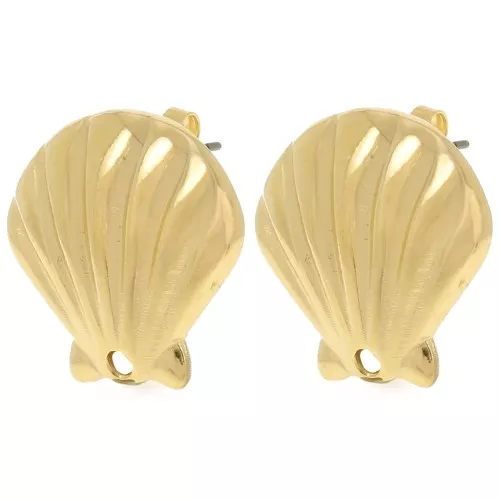 Clous d'oreilles coquillage 22 mm - Doré à l'or fin x2