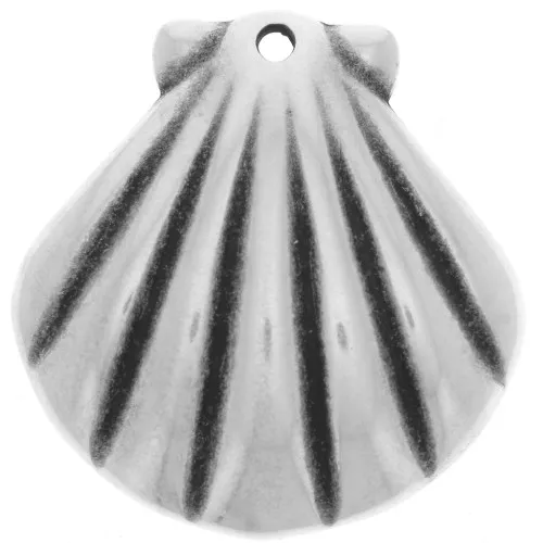 Pendentif coquillage 31.5x30.5 mm - Placage Argent fin vieilli x1
