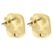 Clous d'oreilles carré irrégulier martelé 15x14 mm - Doré à l'or fin x2