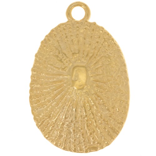 Pendentif coquillage texturé 38x25 mm - Doré à l'or fin x1