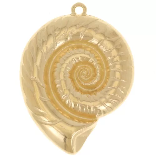 Pendentif coquillage 38x29 mm - Doré à l'or fin x1