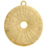 Pendentif oursin travaillé 41 mm - Doré à l'or fin x1