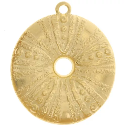 Pendentif oursin travaillé 41 mm - Doré à l'or fin x1