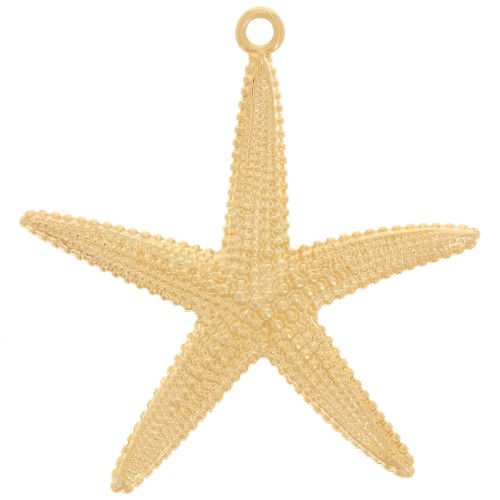 Collier étoile De Mer Cimenexe - Chaîne Longue En Cire Marron, Pendentif Métal Doré, Ajustable ~45+5cm