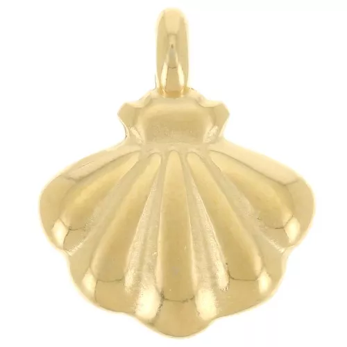 Breloque coquille St Jacques 14x12 mm - Doré à l'or fin x1