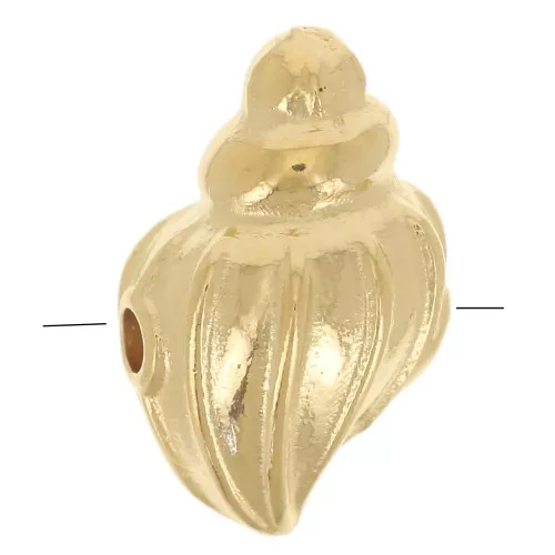 Perle coquillage 12x7 mm - Doré à l'or fin x1