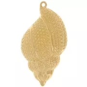 Pendentif coquillage texturé 47x26 mm - Doré à l'or fin x1