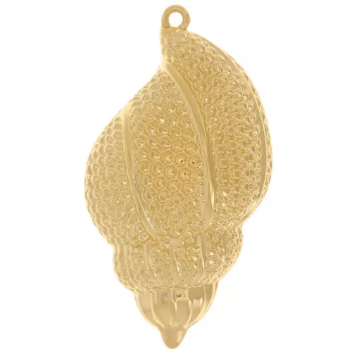 Pendentif coquillage texturé 47x26 mm - Doré à l'or fin x1
