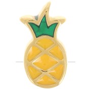 Perle ananas 14x8 mm avec résine époxy - Doré à l'or fin - Jaune x1|raw }}