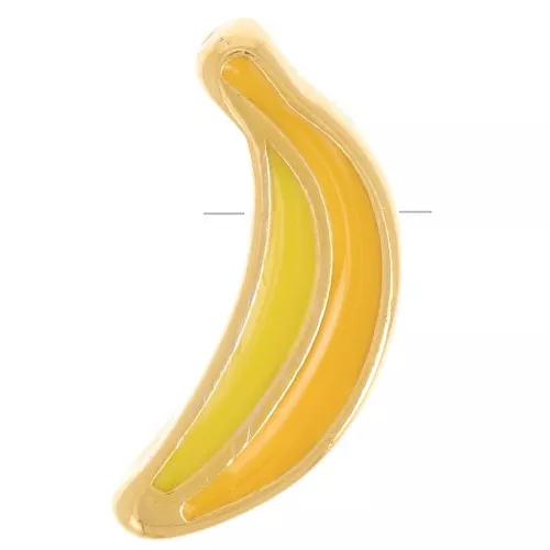 Perle banane 14.5x9 mm avec résine époxy - Doré à l'or fin - Jaune x1
