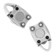 Fermoir ovale aimanté - 16x7 mm - Placage argent fin vieilli x1