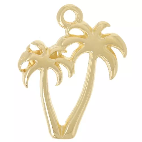 Breloque double palmier 19x15 mm - Doré à l'or fin x1