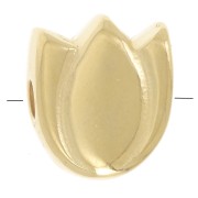 Perle fleur Tulipe 9x8 mm avec résine époxy - Doré à l'or fin - Blanc nacré x1