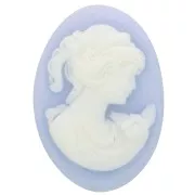 Blanc - Camée résine 18x13 mm - coté droit - Bleu ciel x1 Camée résine 18x13 mm - coté droit - Bleu ciel x1