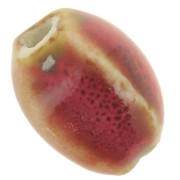 Perles ovales en céramique 13x9  mm - Rouge - marron marbré x10|raw }}
