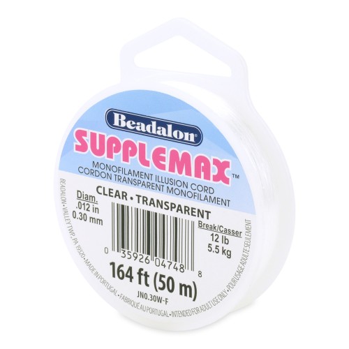 Fil nylon invisible - illusion cord Supplemax 0.30 mm - Blanc x50m