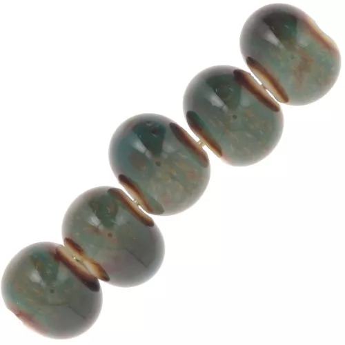 Perles rondelles en céramique 7x5 mm - Bleu Vert marbré x20