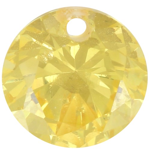 Pendentif rond 6 mm en oxyde de Zirconium - Jaune x1