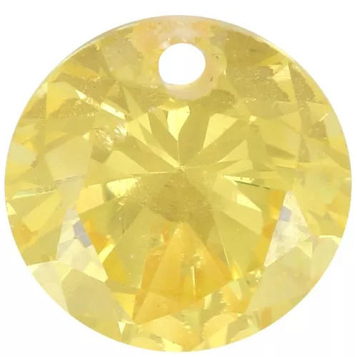 Pendentif rond 6 mm en oxyde de Zirconium - Jaune x1
