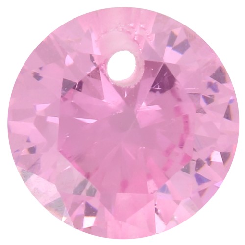 Pendentif rond 6 mm en oxyde de Zirconium - Rose x1