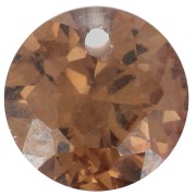 Pendentif rond 6 mm en oxyde de Zirconium - Marron clair x1