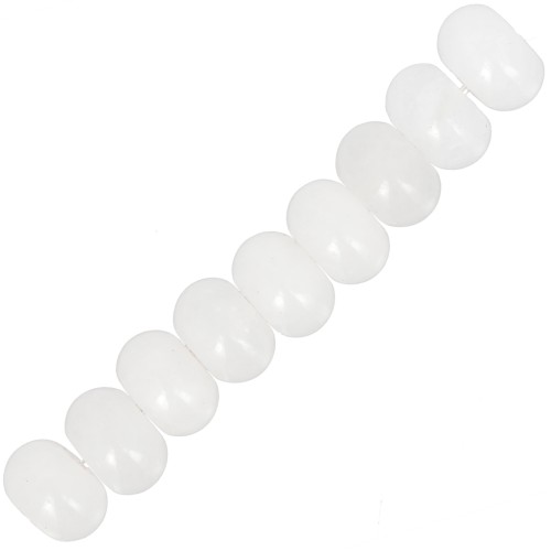 Perles Heishi rondelles 8x5 mm pierre gemme Jade - Blanc x15