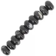 Perles rondelles Heishi 8x5 mm pierre gemme - Agate noire x15