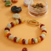 Perles rondelles Heishi 8x4 mm pierre gemme - Agate rouge x15