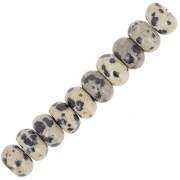 Perles rondelles Heishi 8x5 mm pierre gemme - Jaspe Dalmatien x15|raw }}