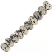 Perles rondelles Heishi 8x5 mm pierre gemme - Jaspe Dalmatien x15
