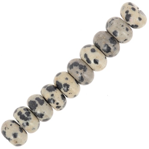 Perles Heishi rondelles 8x5 mm pierre gemme - Jaspe Dalmatien x15