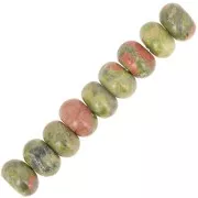 Perles rondelles Heishi 8x5 mm pierre gemme - Unakite x15