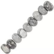 Perles Heishi rondelles 8x5.5 mm pierre gemme - Jaspe feuille d'argent x15