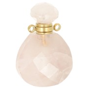 Flacon de parfum pendentif en pierre gemme 25x17 mm - Quartz Rose x1