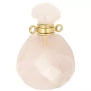 Flacon de parfum pendentif en pierre gemme 25x17 mm - Quartz Rose x1