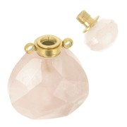Flacon de parfum pendentif en pierre gemme 25x17 mm - Quartz Rose x1