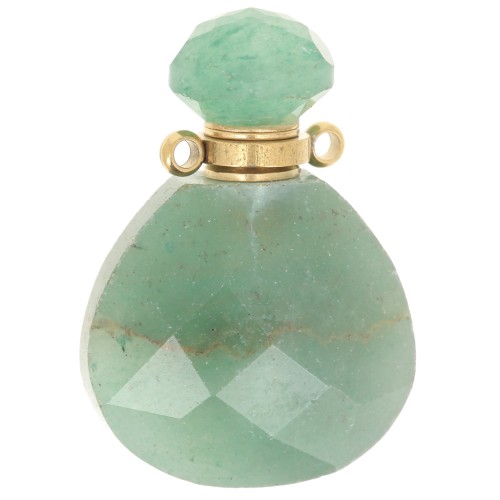 Flacon de parfum pendentif en pierre gemme 25x17 mm - Aventurine x1
