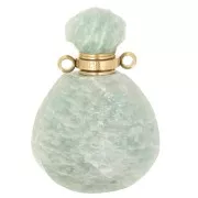 Flacon de parfum pendentif en pierre gemme 25x17 mm - Amazonite x1