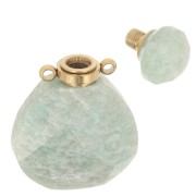 Flacon de parfum pendentif en pierre gemme 25x17 mm - Amazonite x1