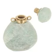 Flacon de parfum pendentif en pierre gemme 25x17 mm - Amazonite x1