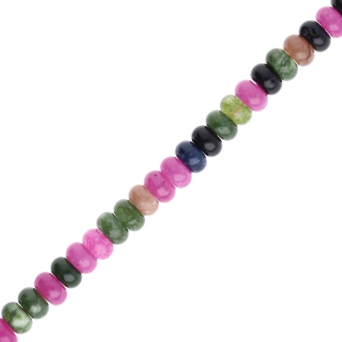 Perles Heishi rondelles en pierre gemme 8.5x5 mm Jade teinté Multicolore x38cm