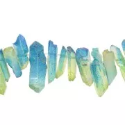 Pendentif pointe en Quartz teinté 15 - 25 mm - Tie and Dye - Bleu - Vert x1