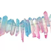 Pendentif pointe en Quartz teinté 15 - 25 mm - Tie and Dye - Bleu - Rose x1