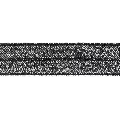 Ruban élastique plat 16 mm - Noir pailleté x1m