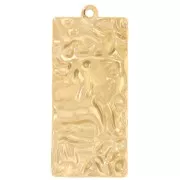 Pendentifs rectangle martelés effet plissé 34.5x15 mm - Acier inox 316 Doré x2