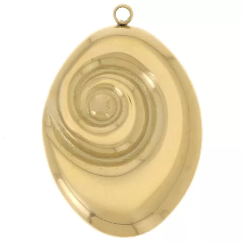 Pendentif ovale spirale 27x19 mm - Acier inoxydable 304L Doré x1