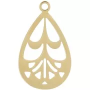 Pendentif goutte ajouré 20x12 mm - Acier inox 316L Doré x1